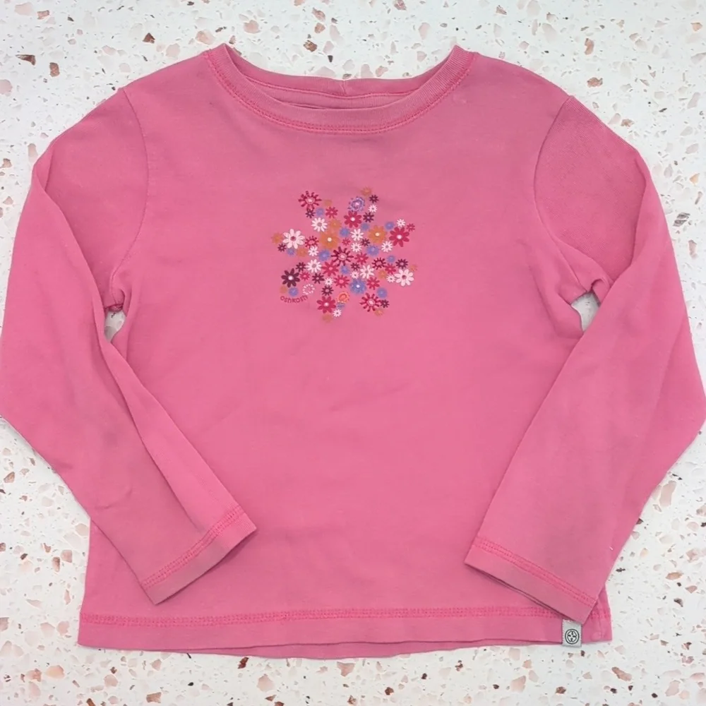 OshKosh | Pink Floral Long Sleeve T-Shirt Traditional Casual Feminine Play | 4